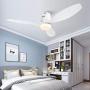 48 inch Ceiling Fan with Light and Remote, Indoor Low Profile Ceiling Fan with 6 Speeds 3 Color LED light DC Motor, ,White ,F5661A
