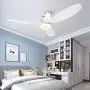 48 inch Ceiling Fan with Light and Remote, Indoor Low Profile Ceiling Fan with 6 Speeds 3 Color LED light DC Motor, ,White ,F5661A