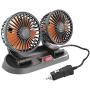 Car Cooling Fan- 360° Adjustable Dual Head Cooling Air Fan Brushless Motor Low Noise Automobile Vehicle Fan Micro for Car/SUV/RV/Truck/Boat Use