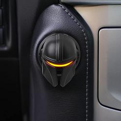 Mando The Mandalorian Star Wars Push to Start Button Cover, Car Ignition Button Cover, Car Start and Stop Button Decoration Ring, Anti Scratch Car Button Decoration Ring (Black)