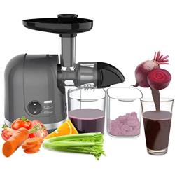 Masticating Juicer, Beet Carrot Juicer Extractor, Cold Press Juicer with Intelligent Control Speed, Slow Juicer Quiet Motor, Safety Small Feeder Chute for Fruits & Vegetables,Easy to Clean Juicer