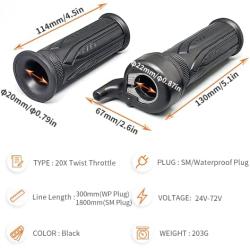 Electric Motorcycle Accelerator Right Hand Full Twist Throttle Ebike Throttle Compatible 12V-72V Suitable for 500W 1000W 1500W Hub Motor