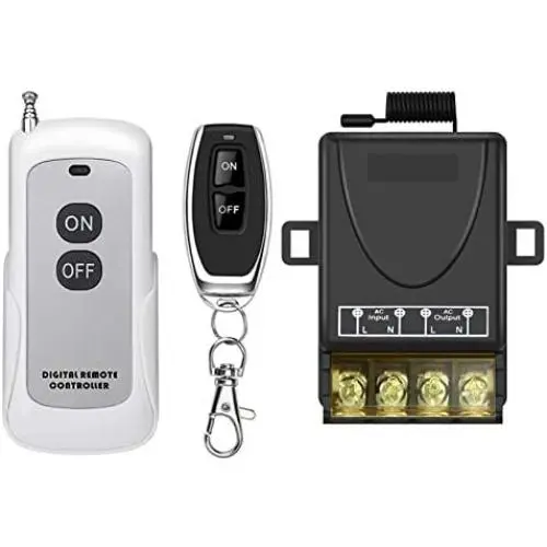 Interrupteur RF sans fil Electop 90V-264V, Relais 30A avec télécommande longue portée 984ft / 328ft pour éclairage extérieur, collecteur de poussière, pompe, ventilateur, etc. Interrupteur RF sans fil Electop 90V-264V, Relais 30A avec télécommande longue portée 984ft / 328ft pour éclairage extérieur, collecteur de poussière, pompe, ventilateur, etc.