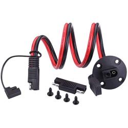 SAE Cable - iGreely Solar Weatherproof SAE Socket Sidewall Port, SAE Quick Connect Solar Panel Mount for Motorcycle Generator Battery Charger and More 10AWG 2ft/60cm