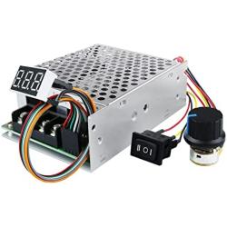 PWM DC Motor Speed Controller, DC10-55V/40A Max 60A Stepless DC Motor Speed Controller with Forward-Brake-Reverse Switch Adjustable Potentiometer and LED Display,Continuous Current 40A
