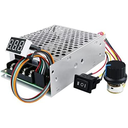PWM DC Motor Speed Controller, DC10-55V/40A Max 60A Stepless DC Motor Speed Controller with Forward-Brake-Reverse Switch Adjustable Potentiometer and LED Display,Continuous Current 40A