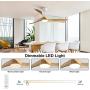Sofucor Ceiling Fan 52 Inch Wood Ceiling Fan with Lights Remote Control Dimmable Light Reversible DC Motor Modern Ceiling Fan for Kitchen Bedroom Basement Dining Living Room Light Wood