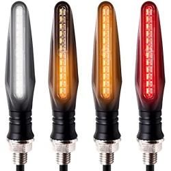 Acelane Motorcycle Indicator Lights Flowing LED Turn Signal Lights Blinkers Brake Light Daytime Running Light Rear Front 12V for Motorbike Scooter Quad Cruiser Harley Kawasaki Yamaha Suzuki Off Road