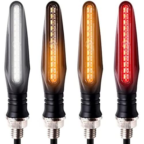 Acelane Motorcycle Indicator Lights Flowing LED Turn Signal Lights Blinkers Brake Light Daytime Running Light Rear Front 12V for Motorbike Scooter Quad Cruiser Harley Kawasaki Yamaha Suzuki Off Road