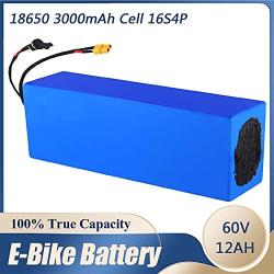 Jieoto 60V 12AH Electrical Bike Battery Pack 12000mAh Li-ion Battery Suitable for 500W 750W 1000W 1200W 1500W 1800W 2000W Motor for Electrical Motorcycle Mopeds Golf Carts Scooter