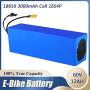 Jieoto 60V 12AH Electrical Bike Battery Pack 12000mAh Li-ion Battery Suitable for 500W 750W 1000W 1200W 1500W 1800W 2000W Motor for Electrical Motorcycle Mopeds Golf Carts Scooter