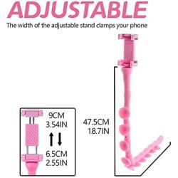 TORMEN Cute Caterpillar Lazy Bracket Mobile Phone Suction Cup Holder Worm Flexible Mobile Phone Apply to Car Bike Motorcycle Kitchen Wall Glass (Pink)