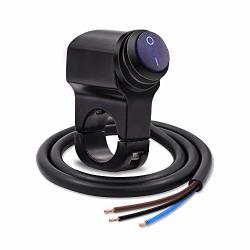 YnGia Waterproof Motorcycle Handlebar Switch, Universal 22mm Motorcycle Handlebar Headlight Fog Light ON Off Button Switch 12V 7/8 inch Switch (Blue)