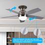 Ceiling Fans with Lights Remote Control, 52 Inch Indoor Ceiling Fan for Living Room Bedroom Home, Modern Rustic Ceiling Fan with 5 Blades, Reversible Motor, 2 Timers, 6 Speed (Silver)