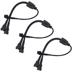 PryEU 3pcs 2-Way JST SM 4 Pin Splitter Y Cable 24AWG 12/30cm, 1 Female to 2 Male RGB LED Extension Cord Wire for Multicolor Motorcycles Cars Rock Lights