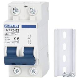 DC Miniature Circuit Breaker, 2 Pole 1000V 50 Amp Isolator for Solar PV System, Thermal Magnetic Trip, DIN Rail Mount, Chtaixi DC Disconnect Switch C50