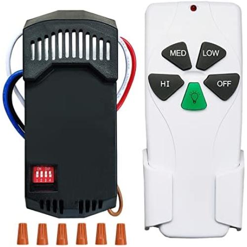 Universal Ceiling Fan Remote Control Kit, Replacement of Harbor Breeze, Hunter, Hampton Bay, with Receiver, 3-Speed, Light Dimmer, for Model FAN-53T 2AAZPFAN-53T FAN-11T KUJCE9103 UC7030T