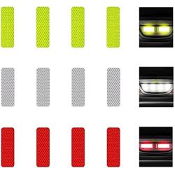 KOOU 30pcs Yellow Reflective Sticker Safety Warning Tapes Diamond Grade Waterproofs High Intensity Night Visibility Adhesive Decals for Helmet Motorbike 1.18in x 3.25in (3cm x 8cm)
