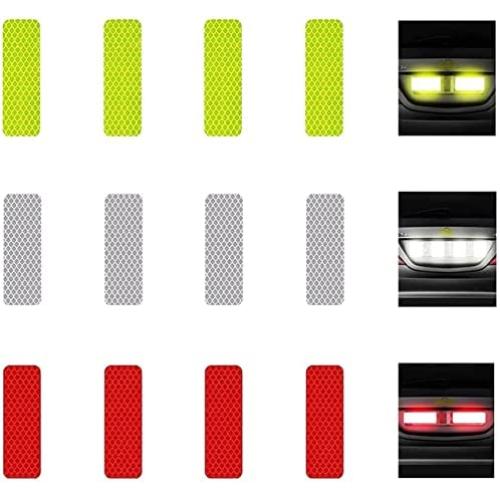KOOU 30pcs Yellow Reflective Sticker Safety Warning Tapes Diamond Grade Waterproofs High Intensity Night Visibility Adhesive Decals for Helmet Motorbike 1.18in x 3.25in (3cm x 8cm)