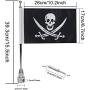 Motorcycle Flagpole Mount with Skull Flag for Harley Davidson Honda Goldwing CB VTX CBR Yamaha - Fits 1/2