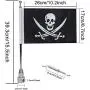 Motorcycle Flagpole Mount with Skull Flag for Harley Davidson Honda Goldwing CB VTX CBR Yamaha - Fits 1/2