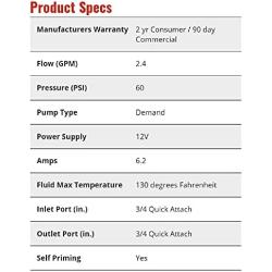 AG SOUTH 5151087 2.4 GPM 12 Volt High Performance (Hi Flo) Diaphragm Sprayer Pump 60 PSI Max 10 Amps Approved for use w/Roundup (Upgrade)