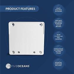 Five Oceans FO1586 Rail-Mount Outboard Motor Bracket, Up to 80 lb and 1 inch (25.4mm) Rail Diameter, UV-Stabilized Polypropylene, Stainless Steel Hardware Included