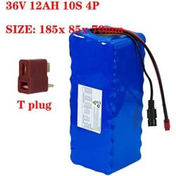 Wnicek 36V Ebike Battery 12000mAh 10S 4P Rechargeable Lithium-ION Battery Pack Customizable Lithium Battery with BMS and 42V Charger Fits for 200W 250W 350W 500W Motor