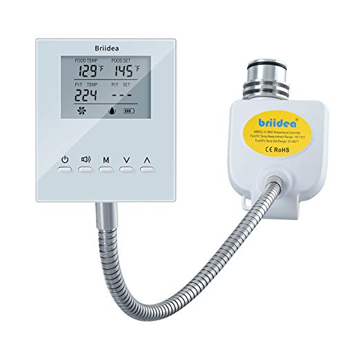 BBQ Temperature Controller, Briidea Digital Meat Thermometer, Automatic Smoker Fan Controller with Dual Probe for Big Green Egg, Primo, Kamodo Joe, Cypress Grill, Ceramic Grills