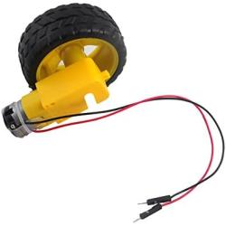 4 pcs 65 x 26mm Plastic Tire Wheel with DC 3-6v Gear Motor Dual Shaft for Arduino Smart Car