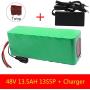 Wnicek 48V E-Bike Battery Pack 13.5Ah 13S5P Waterproof PVC Customizable Lithium Battery Rechargeable Battery for 200W 350W 500W 750W 1000W Motor with Charger