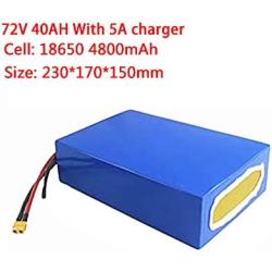 Jieoto 72V 20AH 30AH 40AH Electric Motorcycle Lithium Battery Pack with BMS+ Charger Suitable for 750W-2800W Motor for Electric Motorcycle Electric Scooter Replace LiFePO4 Battery