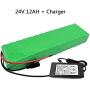 Jieoto 24V 12Ah Ebike Battery 24 Volts 12000mAh 7S 4P Lithium Battery Pack for 500W 350W 250W Motors for Electric Scooter Go-Kart Power Wheelchairs with BMS + Charger