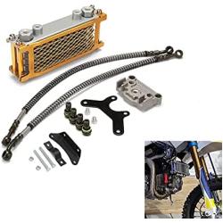 Dirt Pit Bike Oil Cooler Cooling Radiator Engine Kit Universal For 125 140cc Motorcycle - Gold