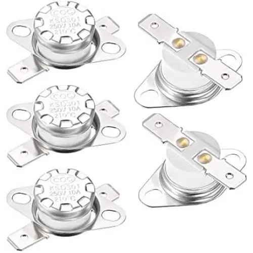 uxcell KSD301 Thermostat 210°C/410°F 10A Normal Closed N.C Adjust Snap Disc Temperature Switch for Microwave,Oven,Coffee Maker 5pcs