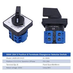 Taiss Stepper Motor Driver Microstep Driver DM542 CNC Stepper Driver Controller + Changeover Switch 20A 550V 4 Position 8 Terminals Latching Rotary Cam Selector Switch LW26-20 0-4/2