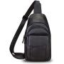 Genuine Leather Sling Bag Crossbody Motorcycle Bag Handmade Chest Bag Hiking Daypack Retro Shoulder Backpack (Darkgrey)