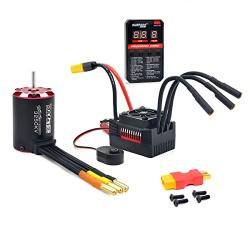 3650 3250kv Brushless Motor ESC/Waterproof Sensorless Motor with 60A ESC & Programming Card Combo/Output 5.8V/5A/for 1/10 Remote Control car Truck Off-Road Vehicle
