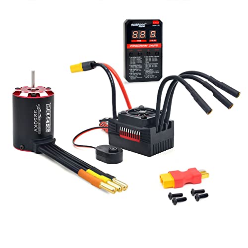 3650 3250kv Brushless Motor ESC/Waterproof Sensorless Motor with 60A ESC & Programming Card Combo/Output 5.8V/5A/for 1/10 Remote Control car Truck Off-Road Vehicle