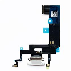 Johncase OEM Original Charging Port Dock Connector Flex Cable + Microphone + Vibrating Motor Buckle Replacement Part Compatible for iPhone XR All Carriers (White)