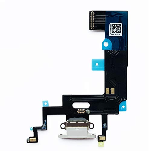 Johncase OEM Original Charging Port Dock Connector Flex Cable + Microphone + Vibrating Motor Buckle Replacement Part Compatible for iPhone XR All Carriers (White)
