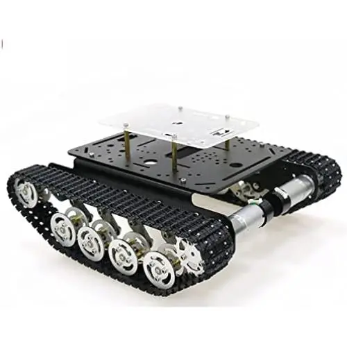 Processional Shock Absorption Robot Tank Car Chassis with DC Encoder Motor for Arduino / Raspberry Pie, Tracked Suspension Absorbing Vehicle, Remote Control Track Crawler Damping Vibration Caterpillar