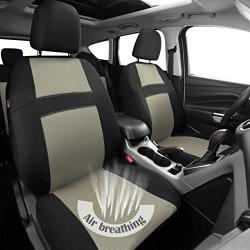 CAR PASS Rainbow Universal Fit 3D Air Mesh Car Seat Cover with 5mm Composite Sponge Inside,Airbag Compatible (Black Beige)