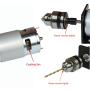 Abovehill 775 DC Motor Set 12V-24V 6000-12000RPM Ball Bearing Motor for Electrical Tools +Motor Bracket +Drill Chuck+Bushing+4mm Drill