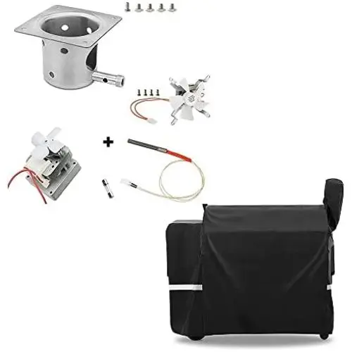 GRISUN Fire Burn Pot, Hot Rod Ignitor, Auger Motor and Grill Induction Fan Kit Replacement Parts, Pellet Grill Cover for Traeger 34 Series Wood Pellet Grill, Pro 780, Texas Elite 34 Grills