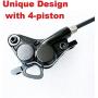 CONHIS Motor Ebike 4 Piston Hydraulic disc Brake Sets Four Piston Caliper Hydraulic Disc Brake for Bafang mid Drive or Normal Kits