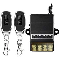 VONVOFF Wireless Remote Switch with 328ft Long Range DC12V/24v/48v/72V Switch for Anti-Theft Alarms,Security Systems Roller Lind Door,Motor Cycles etc (Black)