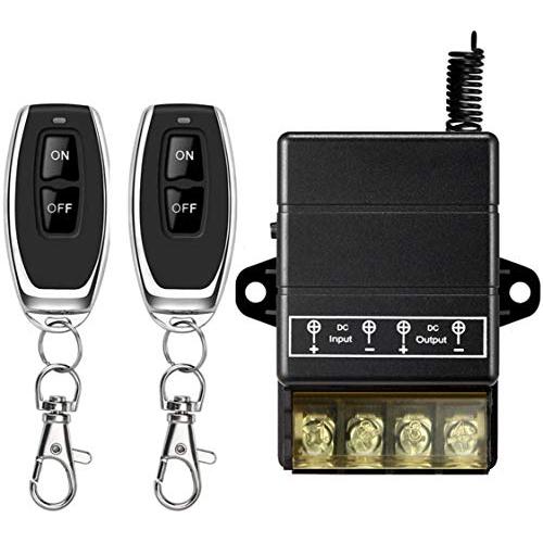 VONVOFF Wireless Remote Switch with 328ft Long Range DC12V/24v/48v/72V Switch for Anti-Theft Alarms,Security Systems Roller Lind Door,Motor Cycles etc (Black)