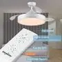 Retractable Ceiling Fan, Newday 42 inch Bladeless Ceiling Fan with Light and Remote Control, Modern Ceiling Fan with Retractable Blades, Quiet Motor, Timer, Ceiling Fans for Bedroom, Kitchen (White)