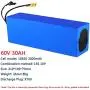 Jieoto 60V Ebike Battery 12AH 15AH 20Ah 24AH 30AH Electric Bike Lithium-ion Battery Pack Suitable for 500W 750W 1000W 1200W 1500W 1800W 2000W Motor with 30A BMS and 2A Charger